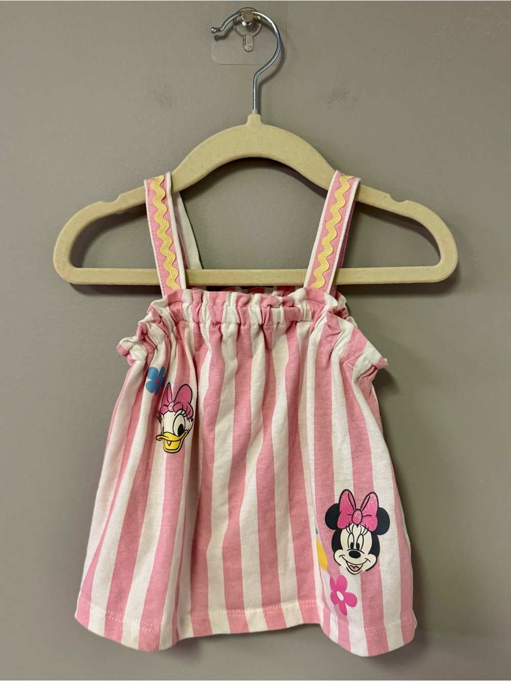 Disney Pink & White Striped Minnie & Daisy Tank Top